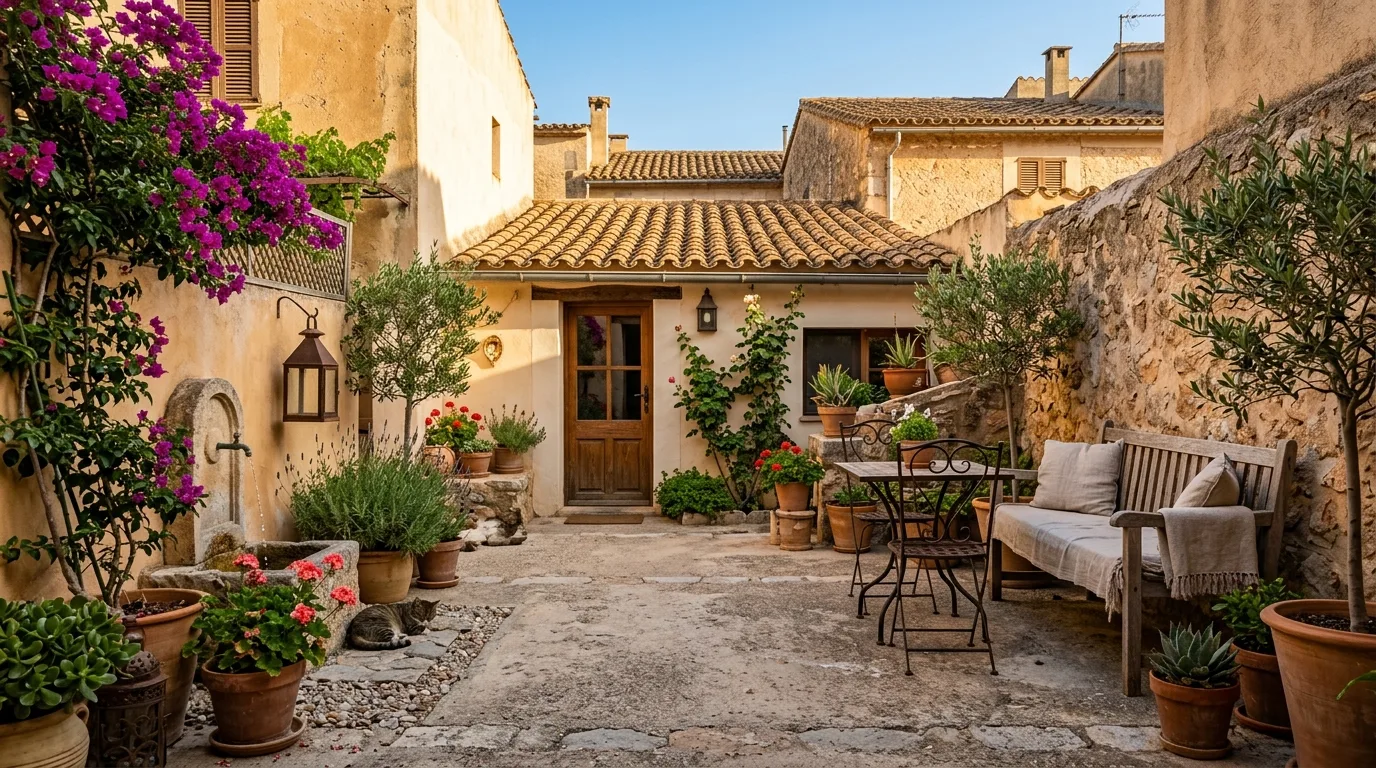 Courtyard with Clay Tile Roof Accents